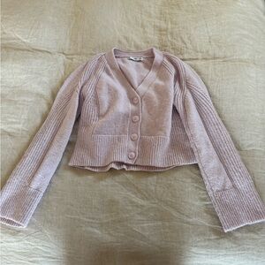 Purple Lilac Button-Up Cardigan